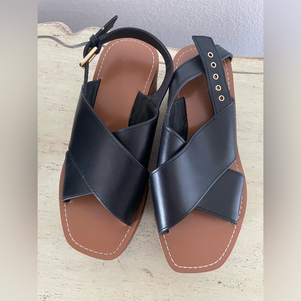 Madewell The Amee Wedge Sandal in Black Size 7 M $158 NU912‎ - Picture 6 of 11